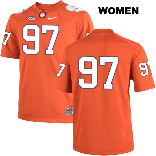 Women's Clemson Tigers #97 Carson King Stitched Orange Authentic Nike No Name NCAA College Football Jersey BVJ2846EW